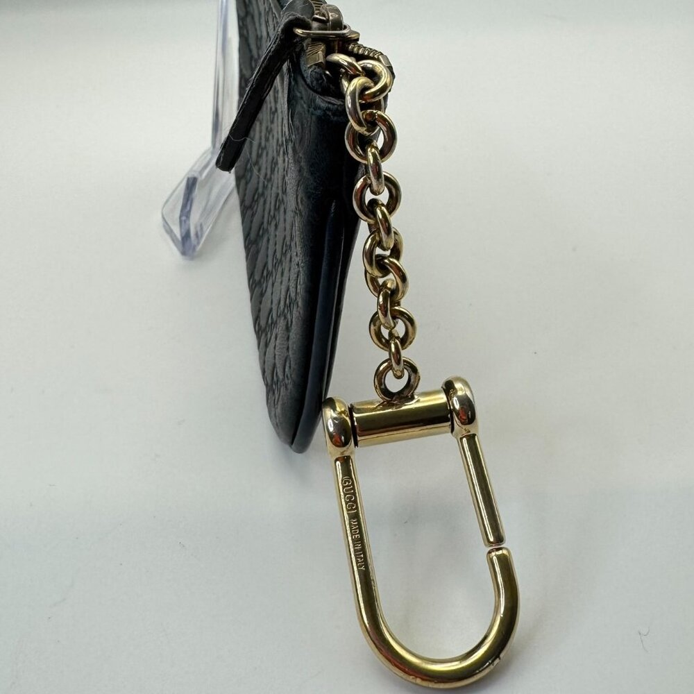 Guccissima GG Emblem Zip Key Case Authentic - Navy Blue - Picture 3 of 13